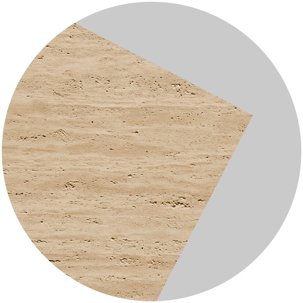 A circular pie chart with about three-quarters filled with a sandy texture and the remaining quarter in solid light gray.